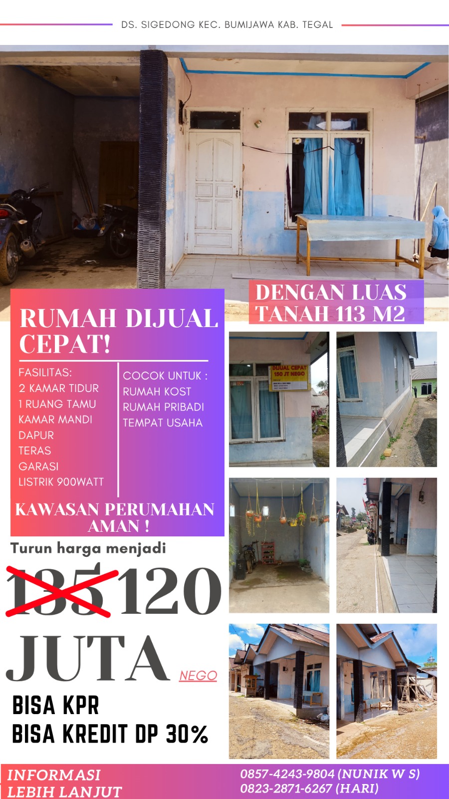 DIjual Cepat Tanah dan Rumah Tinggal